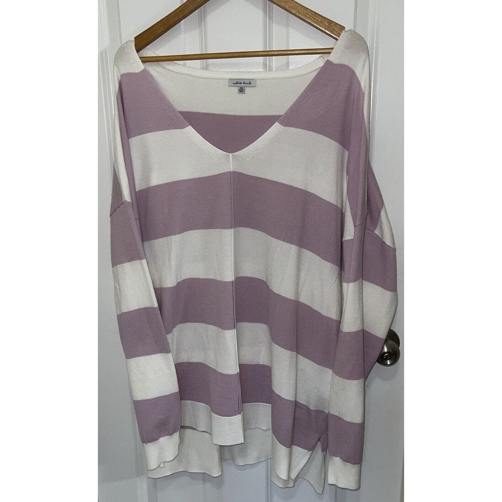 White Birch Women's Long Sleeve Oversized Deep V-Neck Pullover Sweater Size 2X